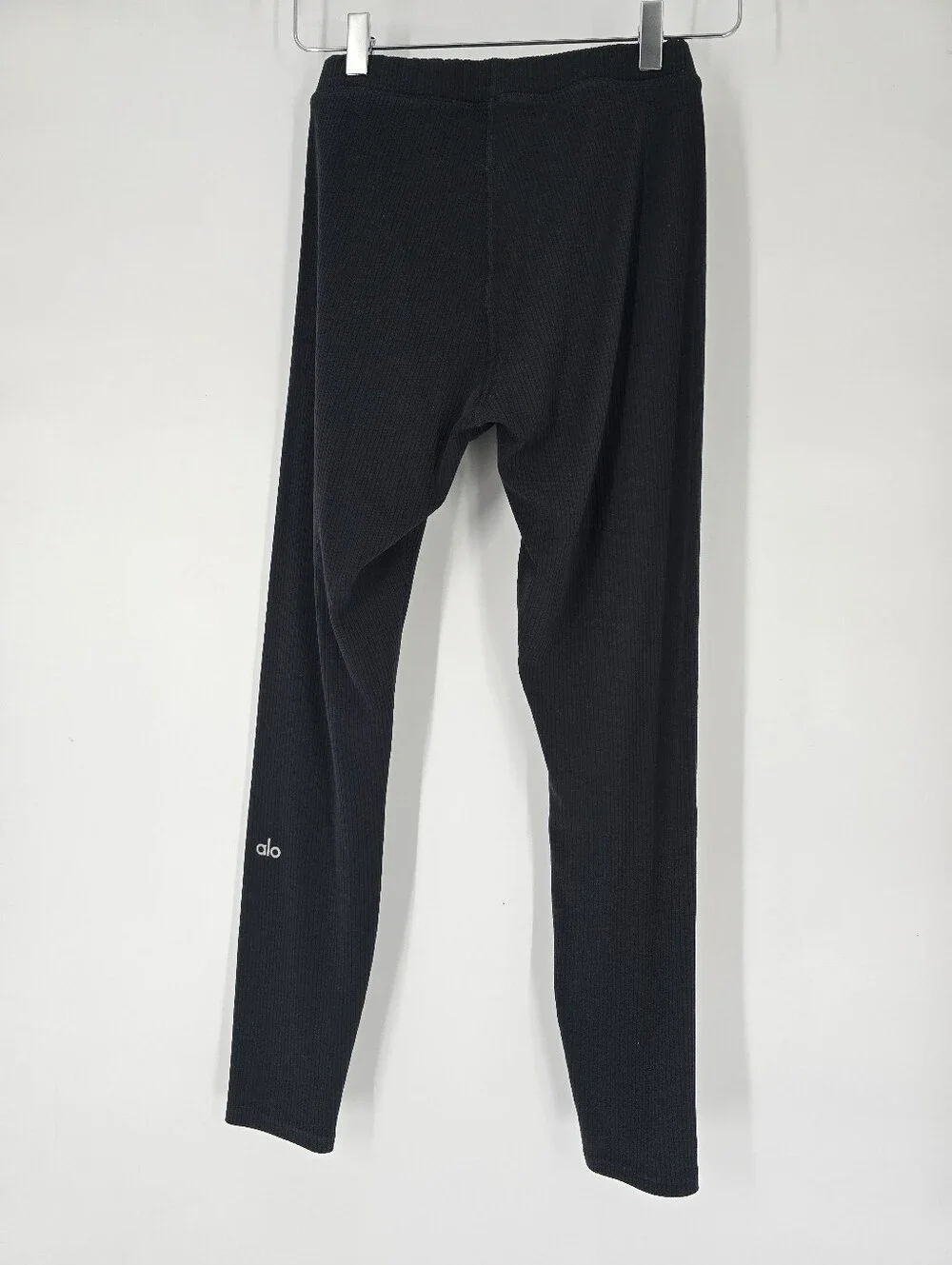ALO Yoga Black Knit Ribbed Stretch Pull On Pants Leggings Size S